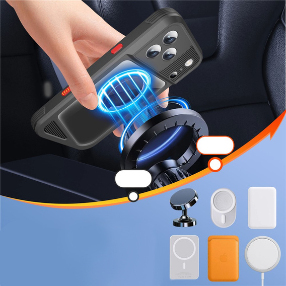 Etui Wodoodporne IP68 do iPhone 17 Pro Max, SHELLBOX GTM MagSafe, czarne