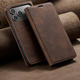 Etui do iPhone 17 Pro Max, ERBORD Vintage portfel z klapką, brązowe