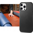 Etui skórzane do iPhone 16 Pro, ERBORD Leather MagSafe, czarne + Szkło na ekran