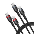 Baseus kabel Cafule USB‑C na USB‑C 1 m 100 W – czerwono‑czarny + szaro‑czarny (2 szt.)