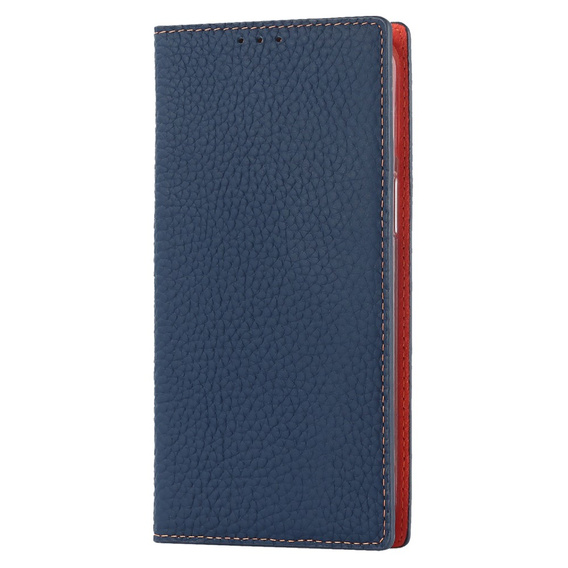 Etui z klapką do iPhone 15 Pro, Litchi Skin Grain, granatowe