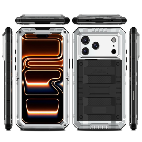 Etui Wodoodporne IP68 do iPhone 17 Pro, srebrne