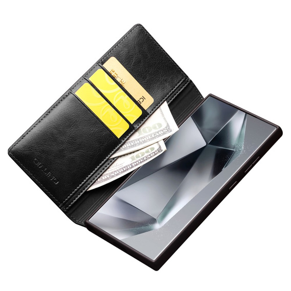 Etui z klapką do Samsung Galaxy S24 Ultra, QIALINO Leather Wallet, czarne