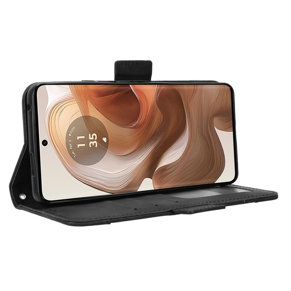 Etui z klapką do Motorola Edge 50 Ultra, Card Slot, czarne