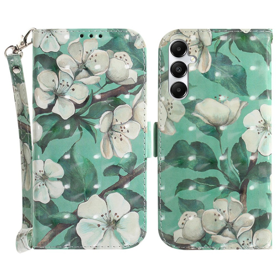 Etui z klapką do Samsung Galaxy A05s, Wallet, Flowers zielone