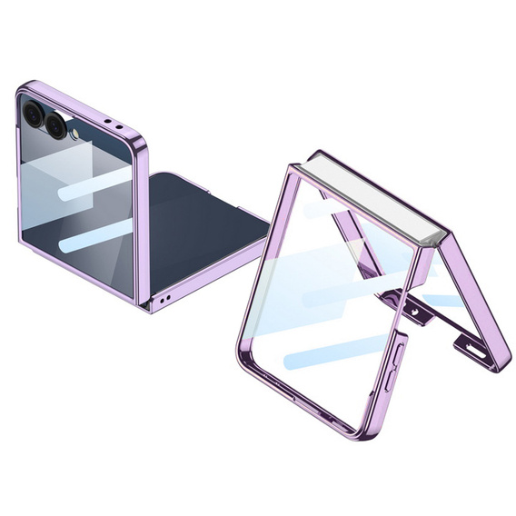 Etui ze szkłem do Samsung Galaxy Z Flip7 5G, PC Case, Fioletowe