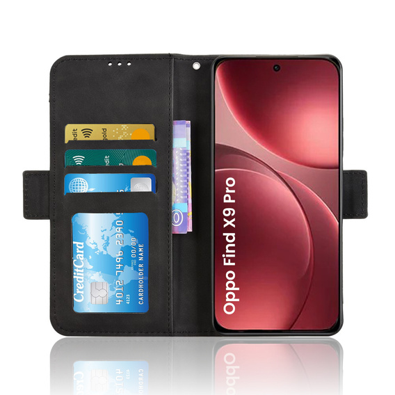 Etui z klapką do Oppo Find X9 Pro, Card Slot, czarne