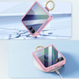 Etui Ring Holder do Samsung Galaxy Z Flip7 5G, ze szkłem na ekran zewnętrzny, różowe