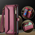 Etui CASEME do Samsung Galaxy S24 FE, RFID Leather Wallet, z paskiem na ramię, czerwone