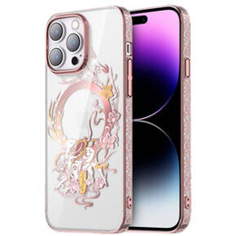 Etui do iPhone 14 Pro, KINGXBAR Pink Deer, do MagSafe, różowe rose gold