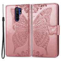 Etui z klapką do Xiaomi Redmi 9, Butterfly, różowe rose gold