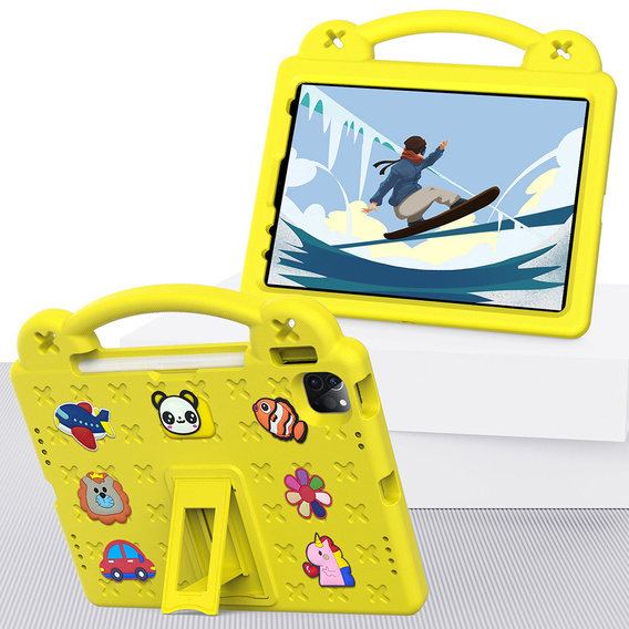 Etui do iPad 11" 2025 A16 (11 gen.) / iPad 10.9" 2022 (10 gen.), Cute Patterns, z podstawką, Żółte