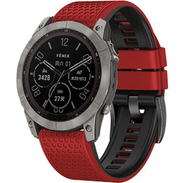 Pasek Silikonowy do Garmin Fenix 5/6/7 Forerunner 965/955/945/935 22mm, Czerwony / Czarny