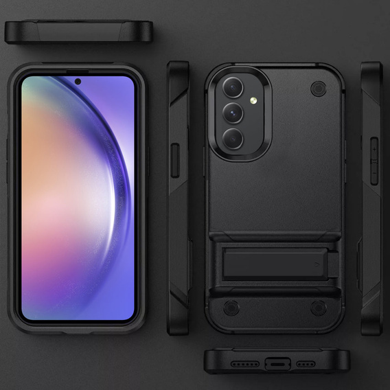 Etui pancerne do Samsung Galaxy A54 5G, z podstawką, Czarne