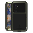 Etui Love Mei do Samsung Galaxy S25+ Plus, pancerne ze szkłem, zielone