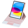 Etui z klawiaturą do iPad 11" 2025 A16 (11 gen.) / iPad 10.9" 2022 (10 gen.), Rotary 360° Leather Touchpad, różowe rose gold