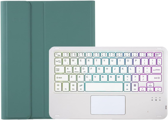 Etui z podświetlaną klawiaturą bluetooth do iPad 10.9 2022 (10 gen.), zielone