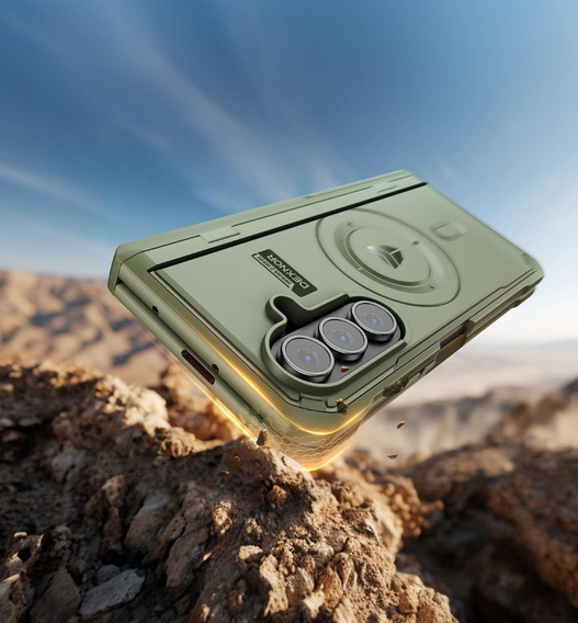 Etui pancerne do Samsung Galaxy Z Fold7 5G, Dexnor Magnetic, do MagSafe - zielone