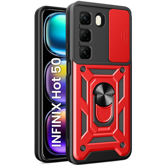 Etui pancerne do Infinix Hot 50 4G, CamShield Slide, czerwone