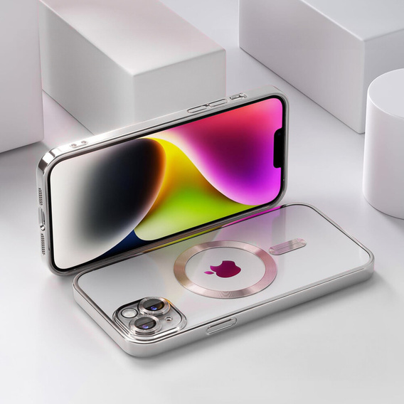 Etui do iPhone 14 Plus, Electro MagSafe, srebrne + Szkło na ekran