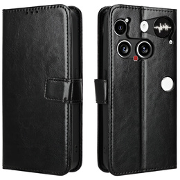 Etui z klapką do Nothing Phone 3 5G, Crazy Horse Wallet, czarne