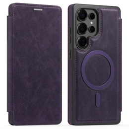 Skórzane etui do Samsung Galaxy S25 Ultra z MagSafe i blokadą RFID – Ciemnofioletowe