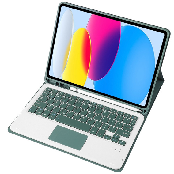 Etui z klawiaturą do iPad 11" 2025 A16 (11 gen.) / iPad 10.9" 2022 (10 gen.), TouchPad Pen Slot, ciemnozielone
