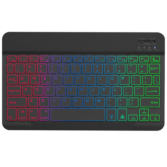 Bezprzewodowa klawiatura Bluetooth z kolorowym podświetleniem, czarna
