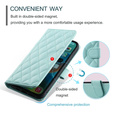Etui z klapką do Samsung Galaxy S25 FE, Rhombus Crossbody Leather, zielone