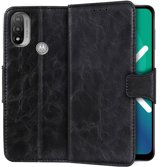 Skórzane Etui Wallet do Motorola Moto E20/E30/E40, Black