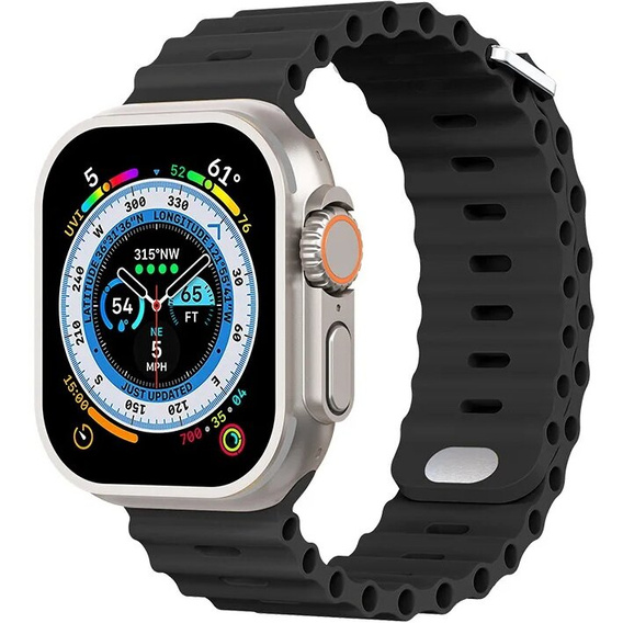 Pasek Silikonowy do Apple Watch 1/2/3/4/5/6/7/8/9/10/11/SE Ultra 1/2/3 42/44/45/46/49mm, Czarny