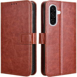 Etui z klapką do Samsung Galaxy A56 5G, Crazy Horse Wallet, brązowe