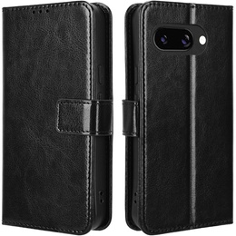 Etui z klapką do Google Pixel 9A, Crazy Horse Wallet, czarne