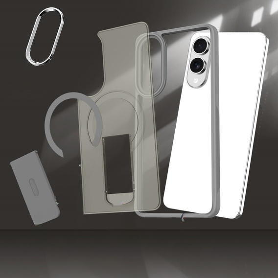 Etui do Samsung Galaxy S25 Edge, Kickstand Matt Case, do MagSafe, tytanowa szarość