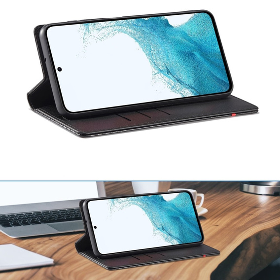 Etui z klapką do Samsung Galaxy A55, Carbon LC.IMEEKE, czarne