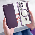 Etui z klapką do Samsung Galaxy S24 Ultra, RFID Wallet MagSafe z ochroną aparatu, fioletowe