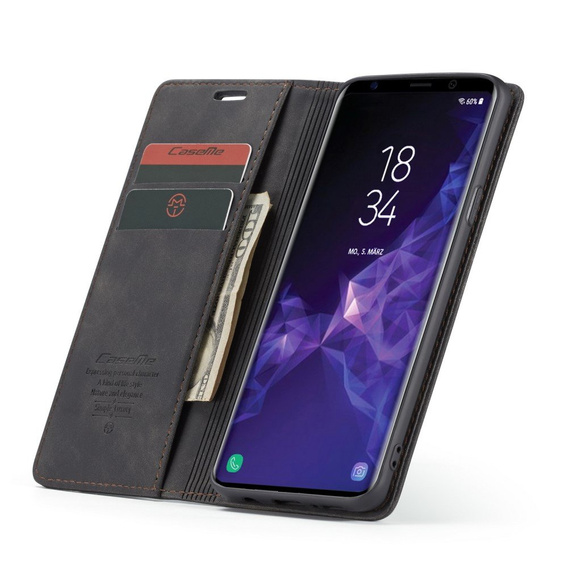 Etui CASEME do Samsung Galaxy S9 Plus, Leather Wallet Case, czarne