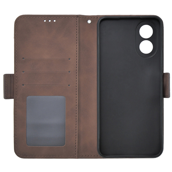 Etui z klapką do Oppo A58 4G, Card Slot, brązowe