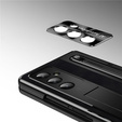 Etui skórzane do Samsung Galaxy Z Fold7 5G, z podstawką, szkłem i rysikiem, czarne
