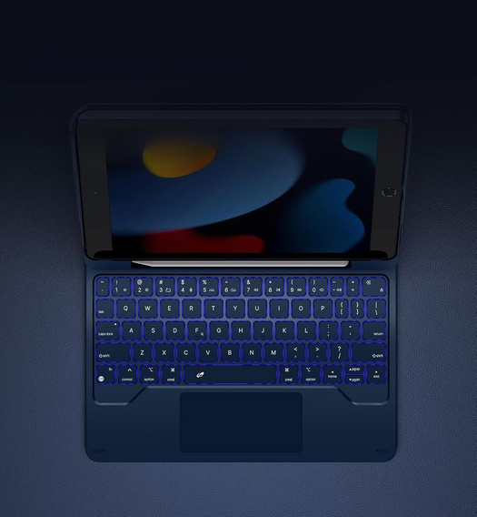 Etui z klawiaturą do iPad 10.2" 2021/2020/2019 (9/8/7 gen.), Dexnor Magnetic Keyboard Touchpad, niebieskie