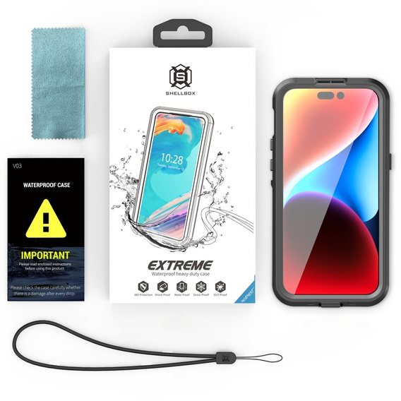 Etui Wodoodporne IP68 do iPhone 15 Pro Max, SHELLBOX MagSafe, czarne