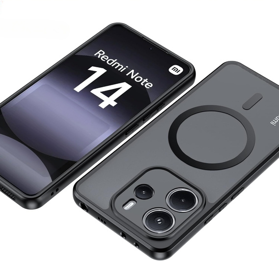 Etui do Xiaomi Redmi Note 14 4G, do MagSafe, ERBORD Matt Case, czarny + Szkło na ekran