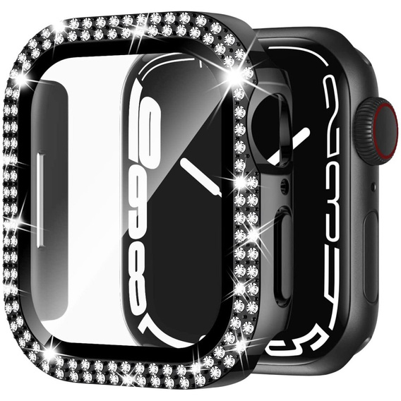 2w1 Etui + Szkło Hartowane do Apple Watch 7/8/9 45mm, Czarne