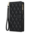 Etui z klapką do Samsung Galaxy A56 5G, Rhombus Crossbody Leather, czarne