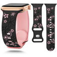 3x Pasek Silikonowy do Apple Watch 1/2/3/4/5/6/7/8/9/10/11/SE 38/40/41/42mm, kwiatki beżowy/różowy/czarny