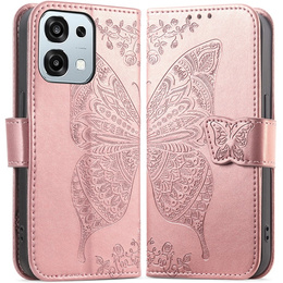 Etui z klapką do Oppo A6 Pro 5G, Butterfly, różowe