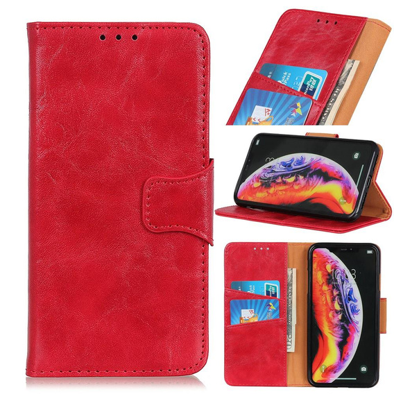 Skórzane Etui Wallet do Samsung Galaxy A50/A50S/A30S, czerwone
