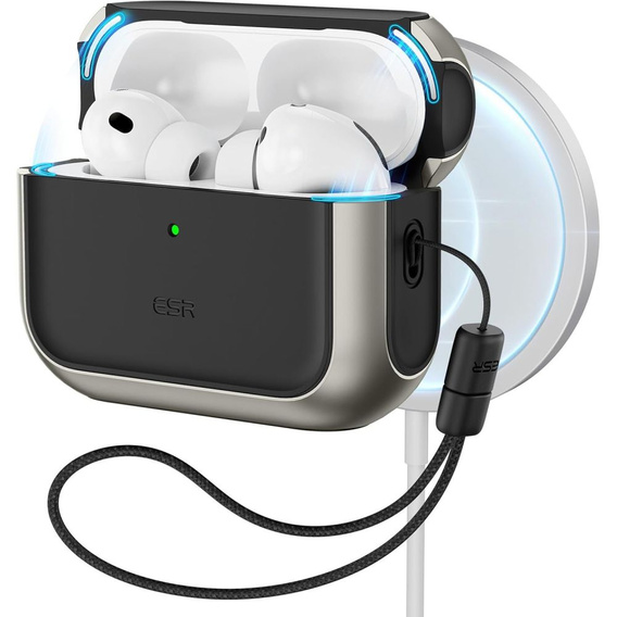 ESR Etui na słuchawki Airpods Pro 3, Orbit Halolock MagSafe, titanium