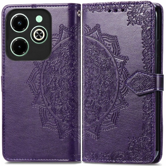 Etui z klapką do Infinix Hot 40i, Mandala, fioletowe