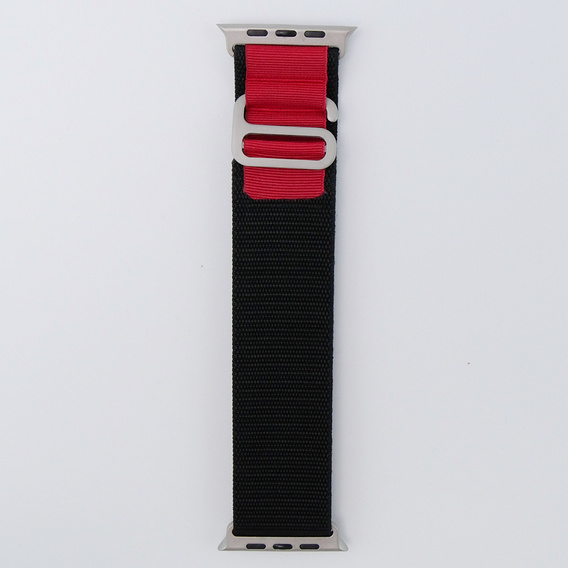 Pasek Nylonowy do Apple Watch 1/2/3/4/5/6/7/8/9/10/11/SE Ultra 1/2/3 42/44/45/46/49mm, Czarny / Czerwony